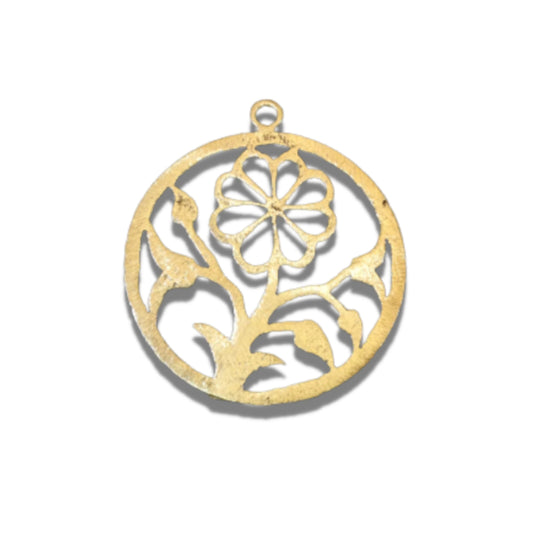 Flower Cut Out Circle Component | Gold Finish Component | Earring Findings