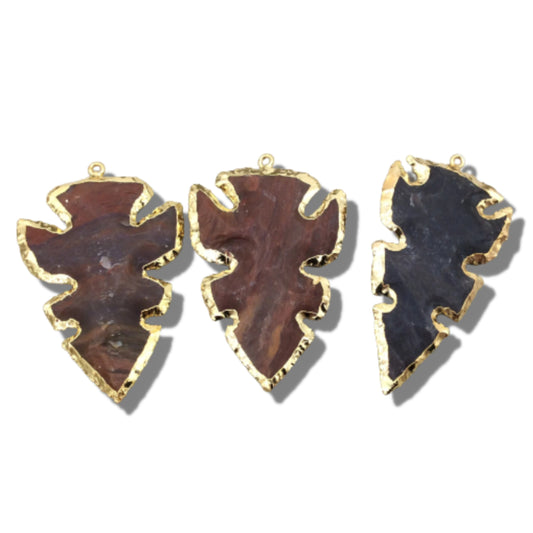 Electroplated Jasper Arrowhead Pendant