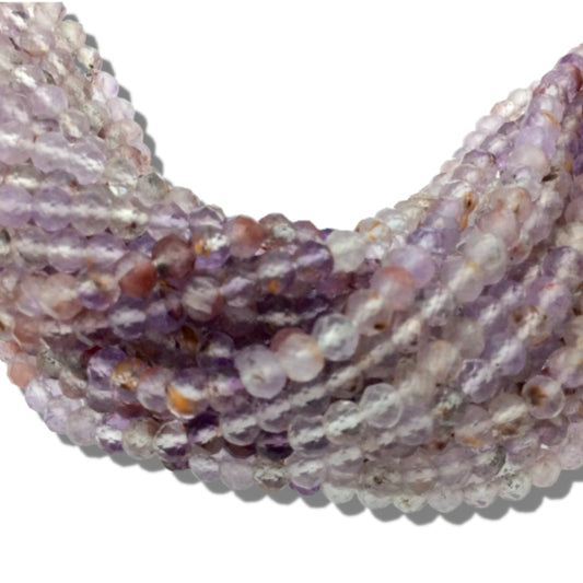 3mm Faceted Natural Moss Amethyst Round Beads