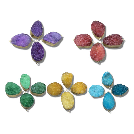 Agate Geode Druzy Freeform Electroplated Connector | Bracelet Focal Charm