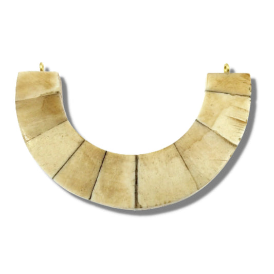 Light Brown Bone Crescent Pendant | U-Shaped Crescent Necklace Focal for Jewelry Making