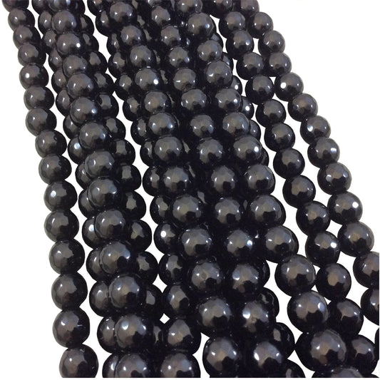 Black Agate Faceted Beads - All Sizes