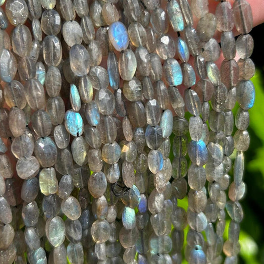 Faceted Labradorite Oval Beads - 6mm