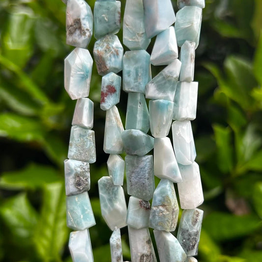 Larimar Faceted Nugget Beads - 10mm x 15mm