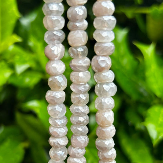 Mystic Gray Moonstone Rondelle Beads - 8mm faceted