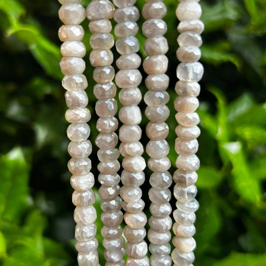 7mm Gray Mystic Moonstone Faceted Rondelle Beads