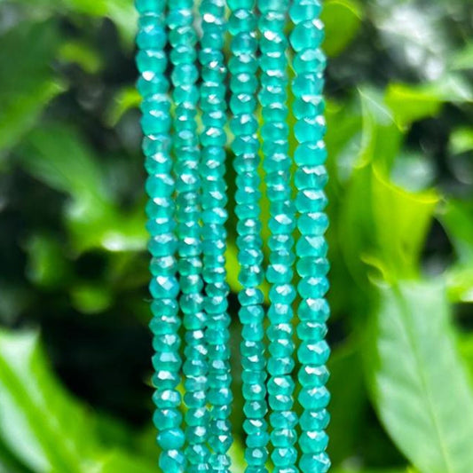Green Onyx Rondelle Beads - 3mm Faceted