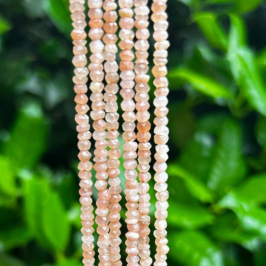 Peach Moonstone Rondelle Beads - 2mm Faceted Gemstone Beads