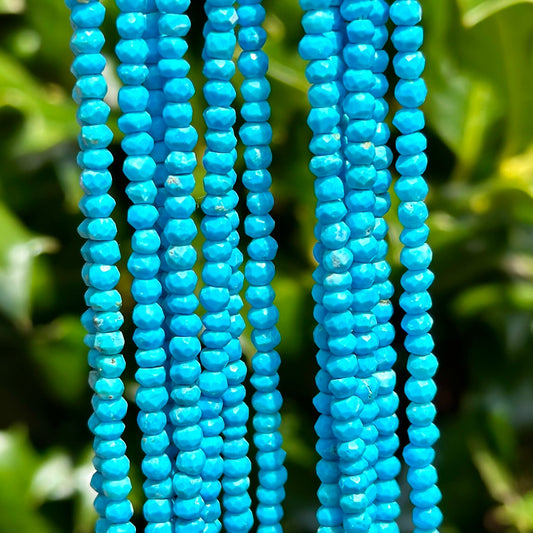Holiday Special! 2-3mm x 2-3mm Faceted Natural Reconstituted Turquoise Rondelle Beads - 13" Strand (~ 130 Beads)