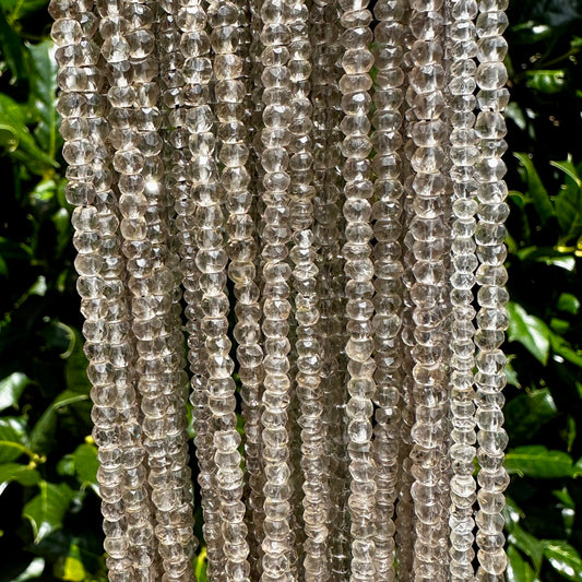2-3mm Faceted Smoky Quartz Rondelle Shaped Beads