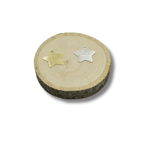 20mm x 20mm Small Silver Plated Blank Star Shaped Brushed Finish Copper Components - Sold in Packs of 10