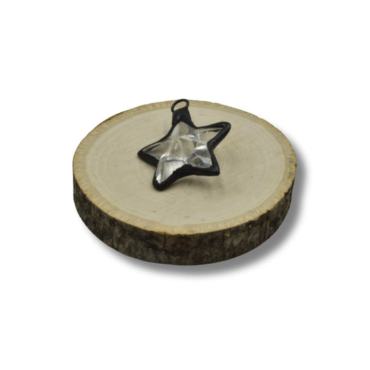 Soldered Glass Pendant | Faceted Star Pendant with Soldered Gunmetal Edging | Star Pendant | Clear Star Pendant | Glass Star