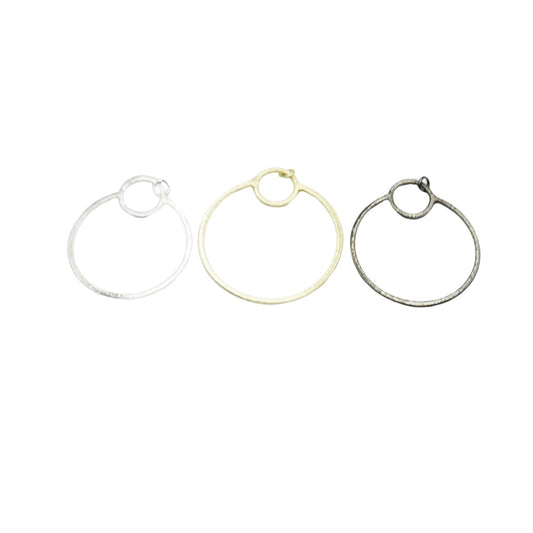 Large Silver Plated Copper Double Open Circle/Ring Shaped Pendant Components - Measuring 40mm x 44mm - Sold in Packs of 10 (271-GD)
