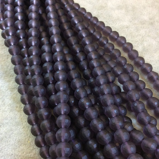 Matte Purple Glass Faceted Round Bead Strand, 6mm, approx. 66 beads per strand