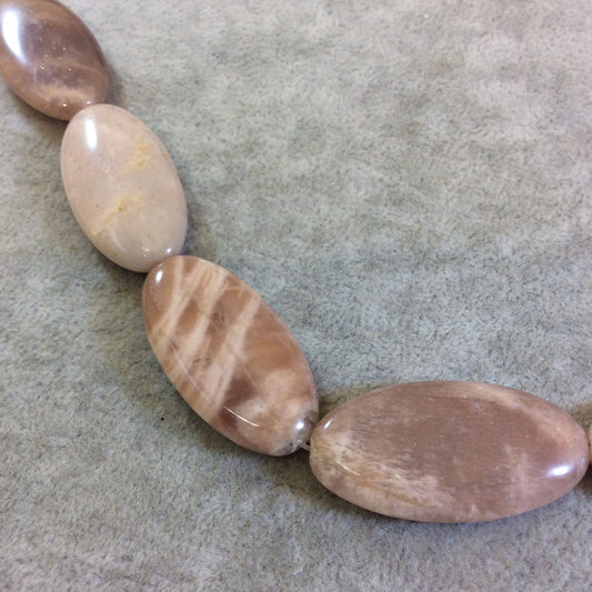 Peach Moonstone Oval Bead Strand, 20mm x 40mm, approx. 10 beads per strand