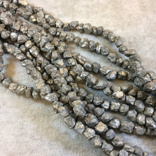Tiny Rough Natural Pyrite Cube Bead Strand, 7mm, approx. 56 beads per strand