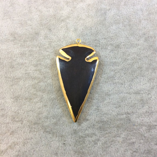 Medium Gold Plated Black Wooden Arrowhead Pendant, 30mm x 55mm