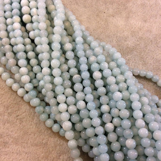 4mm Smooth Round Blue Amazonite Beads - 15.5" Strand (Approximately 105 Beads) - Natural Semi-Precious Gemstone