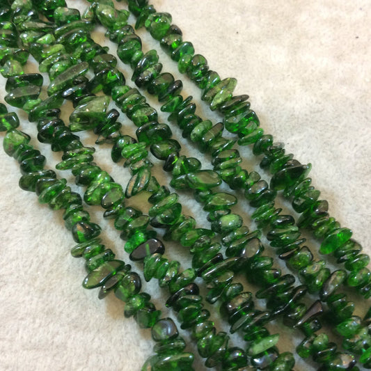 Medium Chrome Diopside Chip Beads - 15.5" Strand (Approximately 125 Beads) - Measuring 7-8mm - Natural Semi-Precious Gemstone