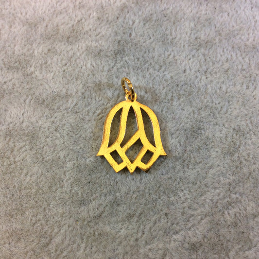 Medium Lotus Shaped Plated Copper Charm/Pendant - Measuring 18mm x 22mm - Sold Individually - Bulk Discounts Available