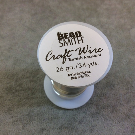 26 Gauge Beadsmith Brand Silver Plated Tarnish Resistant Jewelry Crafting/Wrapping Wire - 34 Yard Spool Length (Sold Individually)