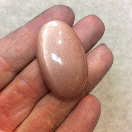 AAA Oval Shaped Peach Moonstone Flat Back Cabochon - Measuring 24mm x 39mm, 12mm Dome Height - Natural Gemstone Cab