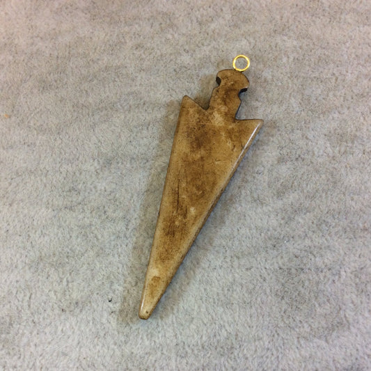 Medium Sized Skinny Arrowhead/Arrow Shaped Natural Brown Bone Focal Pendants Measuring 20mm x 65mm Approximately - Sold Individually (BA 3)