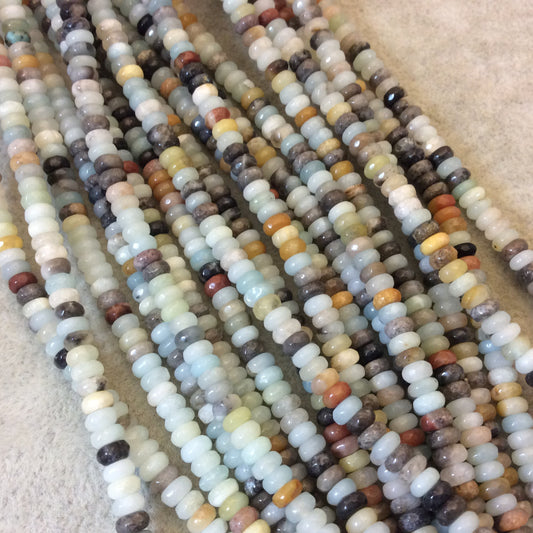 Multicolor Amazonite Beads | 4mm Faceted Rondelle Shaped | 16" Strand (Approximately 175 Beads) | Natural Semi-Precious Gemstone