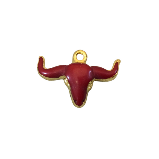 1.5" Gold Plated Red Acrylic Steer Skull Pendant - Measuring 36mm x 25mm Approx. - Available in 10 Colors, See Related Items Link
