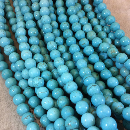 8mm Smooth Round/Ball Shape Howlite Beads - 16" Strand (Approximately 52 Beads) - Natural Semi-Precious Gemstone - Sold by the Strand
