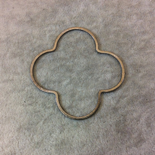 60mm Gunmetal Brushed Finish Open Quatrefoil/Clover Shaped Plated Copper Components - Sold in Pre-Counted Bulk Packs of 10 Pieces - (041-GM)