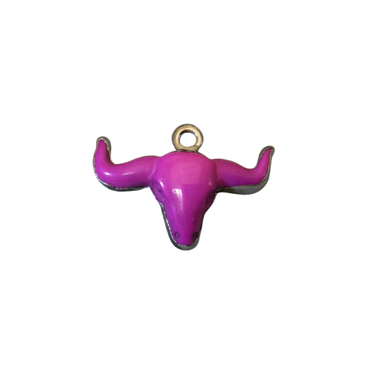 1.5" Gunmetal Plated Magenta Acrylic Steer Skull Pendant - Measuring 36mm x 25mm Approx. - Available in Other Colors, See Related Items Link