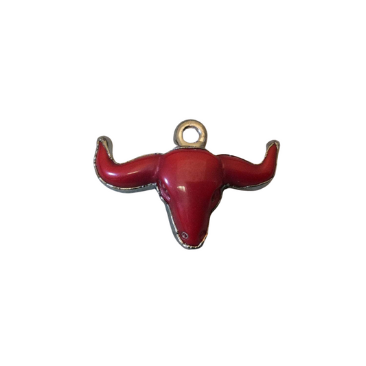 1.5" Gunmetal Plate Dark Red Acrylic Steer Skull Pendant - Measuring 36mm x 25mm Approx. - Available in Other Colors, See Related Items Link