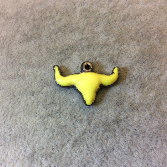 1" Gunmetal Plated Yellow Acrylic Steer Skull Pendant - Measuring 26mm x 18mm Approx. - Available in Other Colors, See Related Items Link