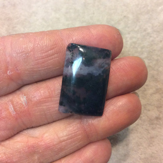 Moss Agate Rectangle Shaped Flat Back Cabochon "6" - Measuring 17mm x 26mm, 5mm Dome Height - Natural High Quality Gemstone
