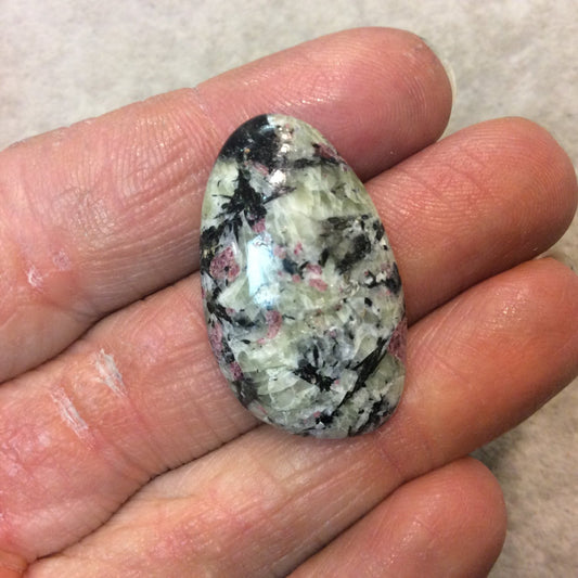 Ruby in Fuchsite Freeform Egg Shaped Flat Back Cabochon - Measuring 19mm x 32mm, 5mm Dome Height - Natural High Quality Gemstone