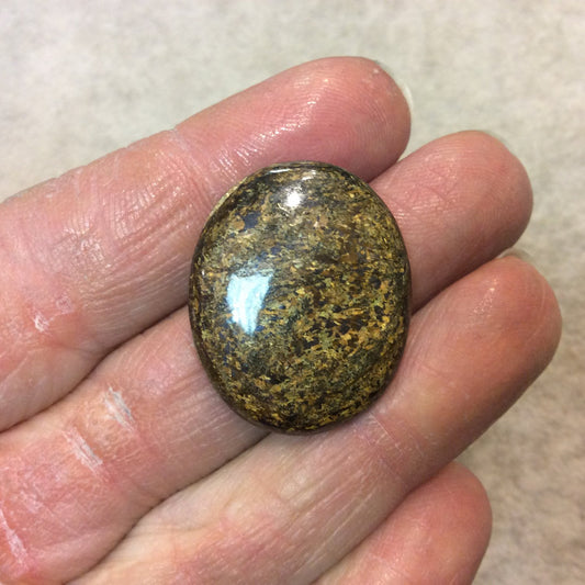 Bronzite Oblong Oval Shaped Flat Back Cabochon "1"- Measuring 23mm x 28mm, 5mm Dome Height - Natural High Quality Gemstone