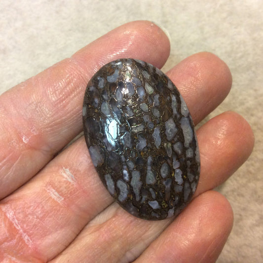Petrified Dinosaur Bone Oblong Oval Shaped Flat Back Cabochon - Measuring 27mm x 41mm, 6mm Dome Height - Natural High Quality Gemstone