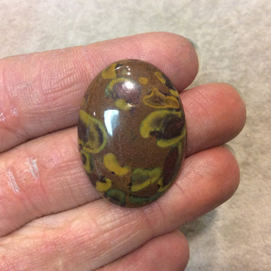 Azubalite/Dry Fruit Jasper Oblong Oval Shaped Flat Back Cabochon - Measuring 24mm x 33mm, 6mm Dome Height - Natural High Quality Gemstone
