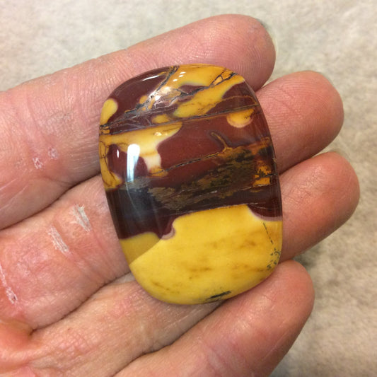 Natural Mookaite Rectangle Cushion Shaped Flat Back Cabochon - Measuring 29mm x 40mm, 5mm Dome Height - Natural High Quality Gemstone