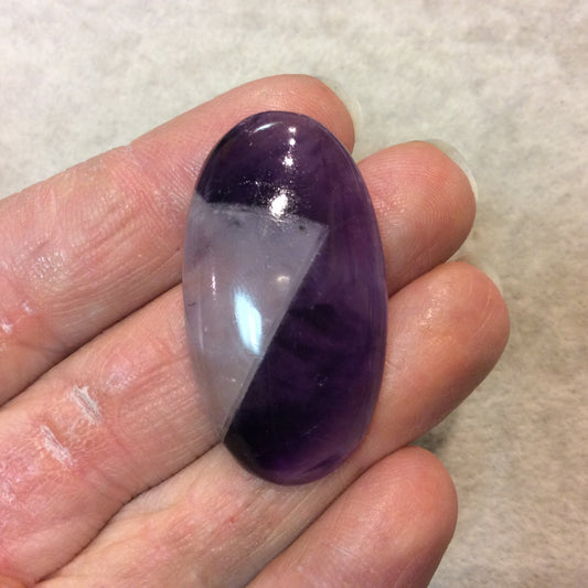 Lace Amethyst Oblong Oval Shaped Flat Back Cabochon "2" - Measuring 22m x 41mm, 7mm Dome Height - Natural High Quality Gemstone