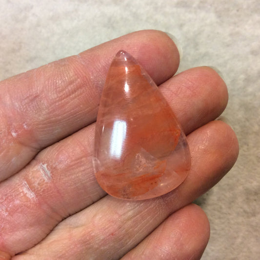 Strawberry Quartz Pear/Teardrop Shaped Flat Back Cabochon - Measuring 24mm x 36mm, 6mm Dome Height - Natural High Quality Gemstone