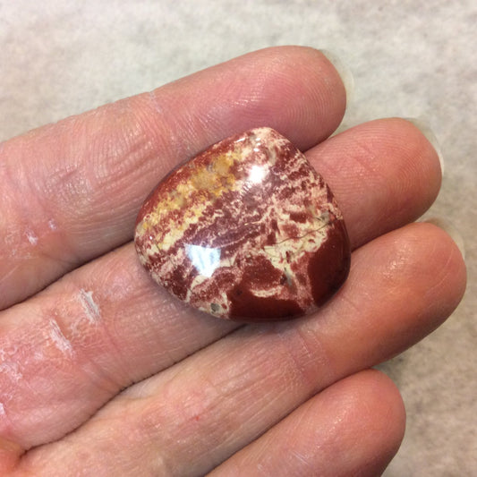 Snakeskin Jasper Pear/Teardrop Shaped Flat Back Cabochon - Measuring 28mm x 25mm, 5mm Dome Height - Natural High Quality Gemstone