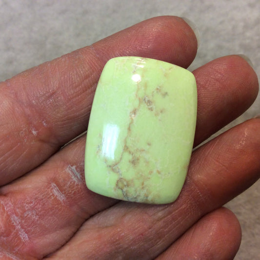 Lemon Chrysoprase Rectangle Cushion Shaped Flat Back Cabochon - Measuring 24mm x 33mm, 4mm Dome Height - Natural High Quality Gemstone