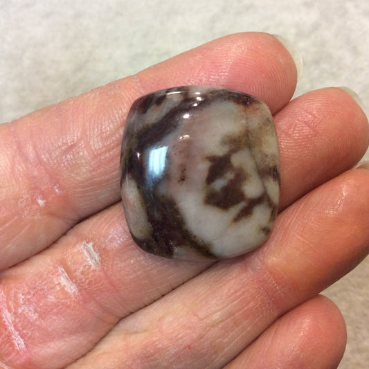 Crazy Lace Jasper Square Cushion Shaped Flat Back Cabochon - Measuring 25mm x 27mm, 6mm Dome Height - Natural High Quality Gemstone