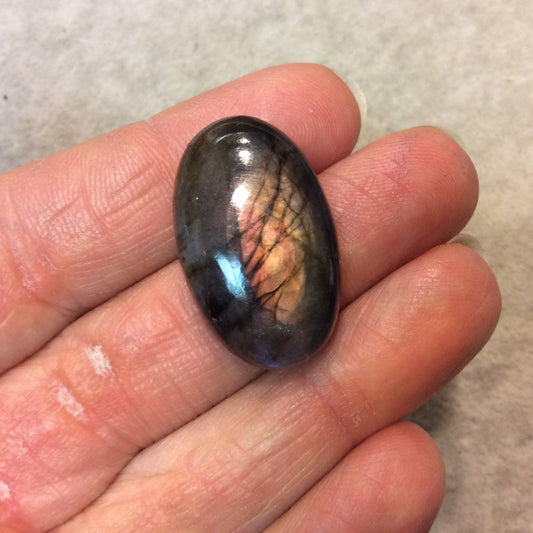 Purple Labradorite Oblong Oval Shaped Flat Back Cabochon - Measuring 18mm x 29mm, 8mm Dome Height - Natural High Quality Gemstone