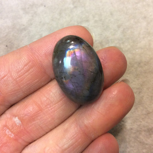 Purple Labradorite Oblong Oval Shaped Flat Back Cabochon - Measuring 18.5mm x 28mm, 8mm Dome Height - Natural High Quality Gemstone
