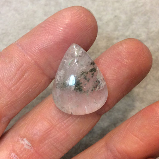 Lodolite (Scenic Quartz) Pear/Teardrop Shaped Flat Back Cabochon - Measuring 18mm x 22mm, 7mm Dome Height - Natural High Quality Gemstone