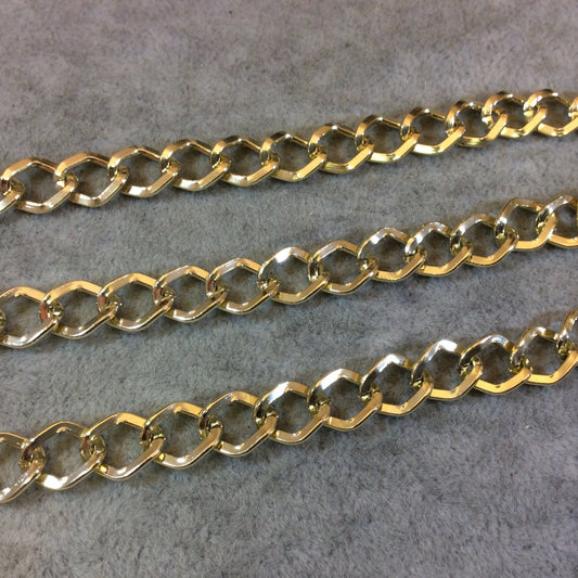 A1519 - 5' Section of Gold Finish Aluminum Diamond Curb Chain with 9mm x 11mm Links - Available in Other Finishes, Check Related Listings!