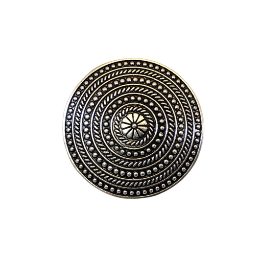 1.75" Long Tibetan Silver Patterned Disc Shaped Focal Pendant with Hidden Bail - 44mm x 44mm, Approximately - Sold Individually (A13104)